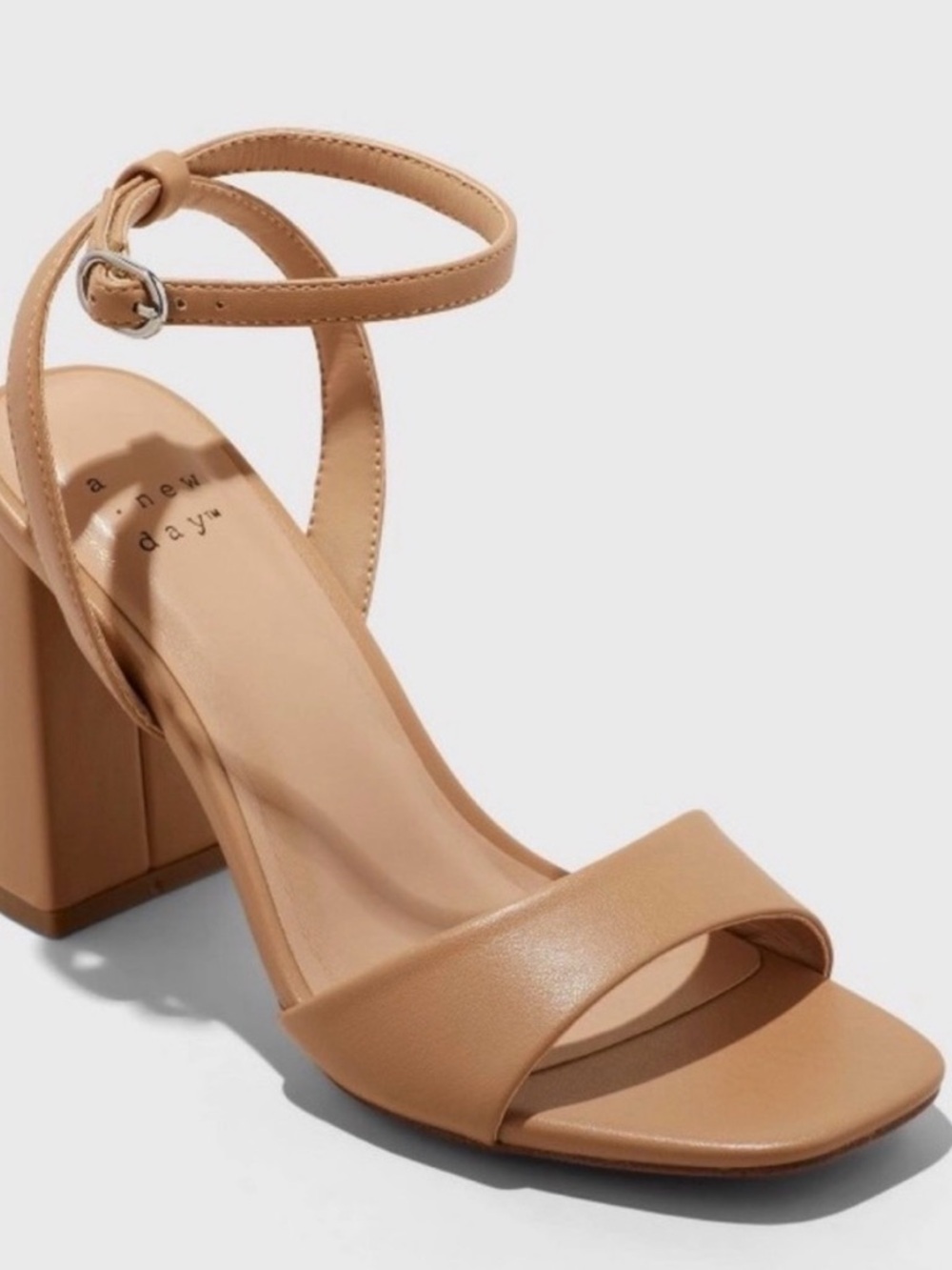 a new day Tan Ankle-Strap Block Heel Sandal